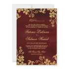 Burgundy Red Gold Floral Islamic Muslim Wedding