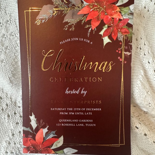 Burgundy Red Golden Frame Christmas Party (Creator Uploaded)