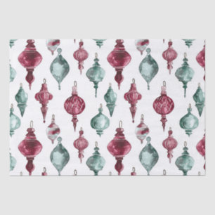Burgundy Red Green Christmas Ornaments Tissue Paper