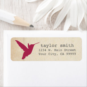 Burgundy Red Hummingbird Return Address Labels