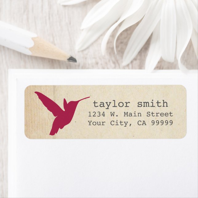 Burgundy Red Hummingbird Return Address Labels (Insitu)