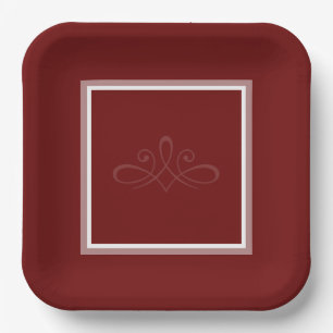 Burgundy red invitation paper plates