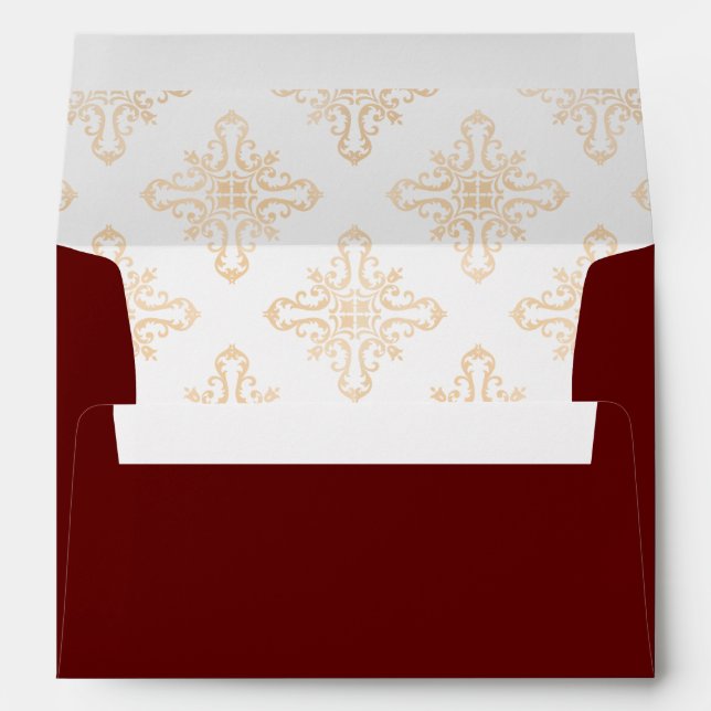 Burgundy Red Islamic Muslim Wedding Invitation Envelope (Back (Bottom))