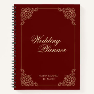 Burgundy Red Islamic Muslim Wedding Planner Notebook