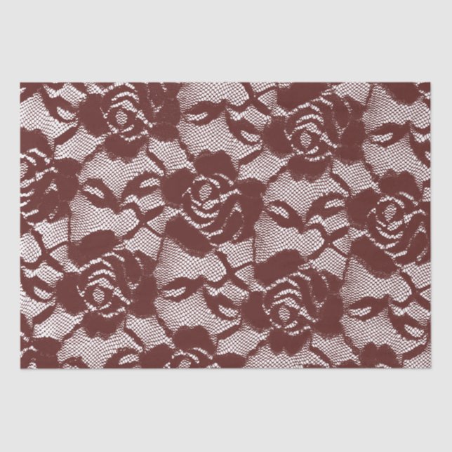 Burgundy Red Lace Floral Tissue Paper (Front)