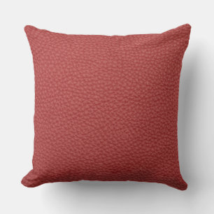 Burgundy Red Leather Look Print Pillow