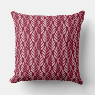 Burgundy Red Leaves Pattern Cushion