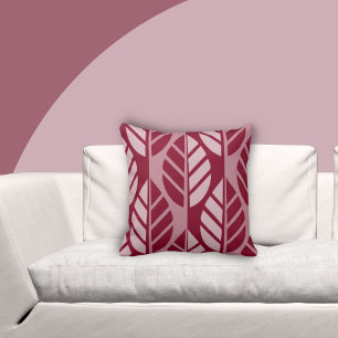 Burgundy Red Leaves Pattern Cushion