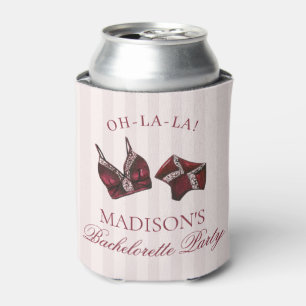Burgundy Red Lingerie Bachelorette Party Favor Can Cooler