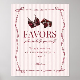 Burgundy Red Lingerie Bachelorette Party Favours Poster