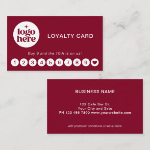 Burgundy Red Logo Modern Professional Loyalty Card