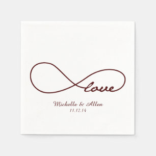 Burgundy Red Love Wedding Paper Napkins Set