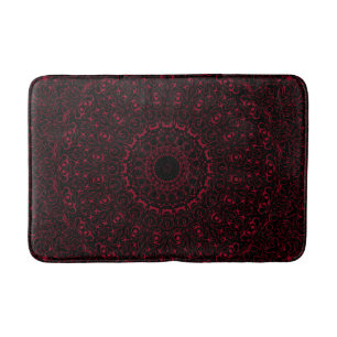 Burgundy Red Mandala with Ornamental Symmetry Bath Mat