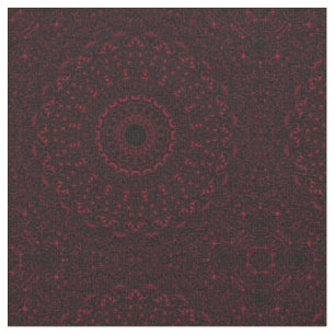 Burgundy Red Mandala with Ornamental Symmetry Fabric