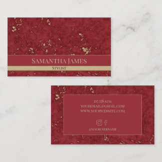 Burgundy Red Marble with Gold Vein Business Card