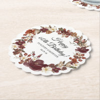 Burgundy Red Mauve Fall Flowers 60th Birthday
