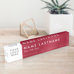 Burgundy Red Minimalist Custom Logo Nameplate