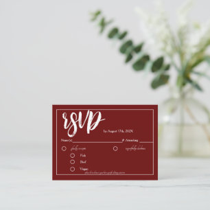 Burgundy Red Minimalist RSVP Card Enclosure Card
