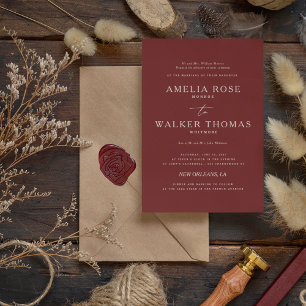 Burgundy Red Minimalist Wedding Invitation