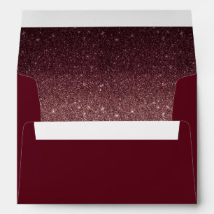 Burgundy Red Modern Faux Glitter Wedding Envelope