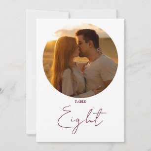 Burgundy Red Modern Minimalist Script Table Number