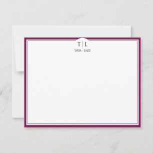 Burgundy Red Monogram Initials Couple Custom Card