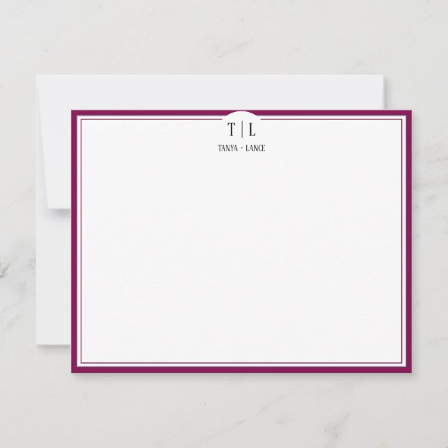 Burgundy Red Monogram Initials Couple Custom Card (Front)
