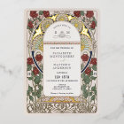 Burgundy Red Navy Blue Gold Wedding Art Nouveau