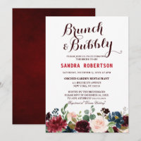 Burgundy Red Navy Floral Rustic Boho Bridal Shower