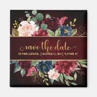 Burgundy Red Navy Floral Rustic Boho Sve the date