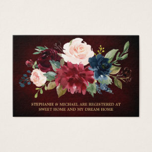 Burgundy Red Navy Floral Rustic Wedding Registry
