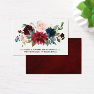 Burgundy Red Navy Floral Rustic Wedding Registry