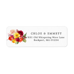 Burgundy Red Orange Yellow Pink Floral Address