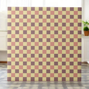 Burgundy Red & Pale Yellow Chequered Retro Tile