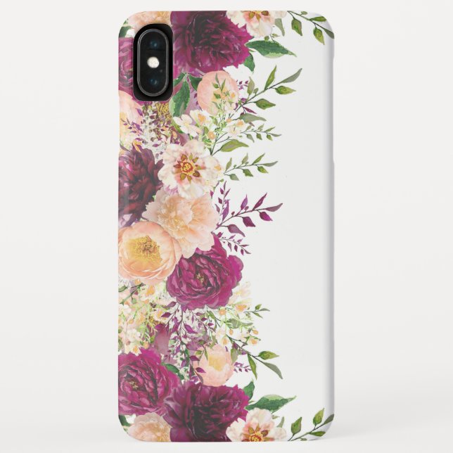 Burgundy Red Peach Pink Flowers Floral Case-Mate iPhone Case (Back)