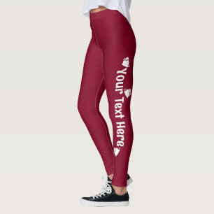 Burgundy Red Personalised Butterfly Name Leggings