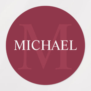 Burgundy Red Personalised Monogram and Name