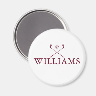 Burgundy Red Personalised Name Golf Clubs Magnet