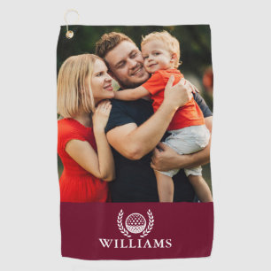 Burgundy Red Personalised Name Monogram Photo Golf Towel