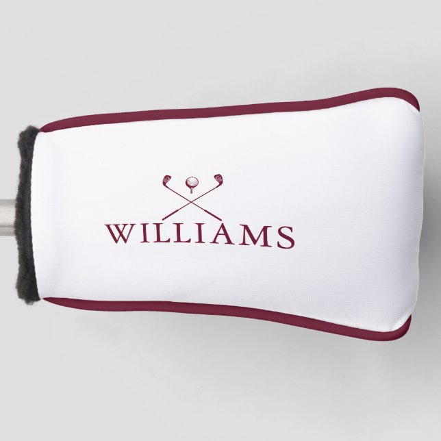 Burgundy Red Personalized Name Golf Clubs Golf Head Cover (Front)