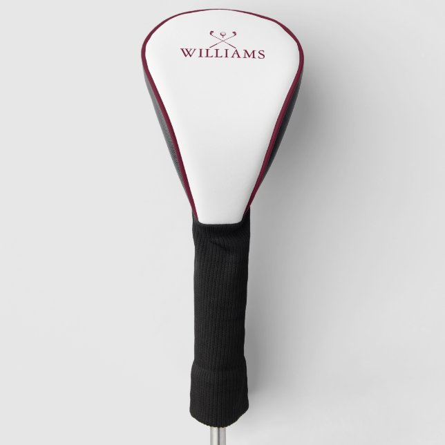 Burgundy Red Personalized Name Golf Clubs Head Cover (Front)
