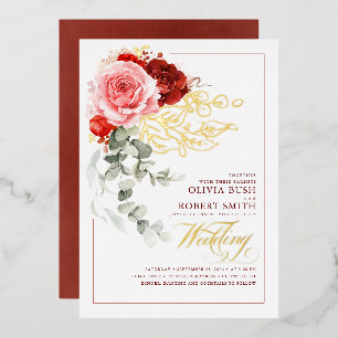 Burgundy Red Pink Flowers Eucalyptus Boho Wedding