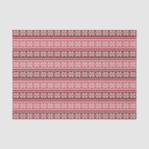 Burgundy Red Pink Poinsettia Christmas Pattern Tissue Paper