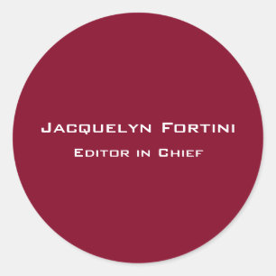Burgundy Red Plain Elegant Modern Minimalist Classic Round Sticker