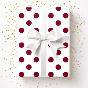 Burgundy Red Polka Dots Pattern Wrapping Paper