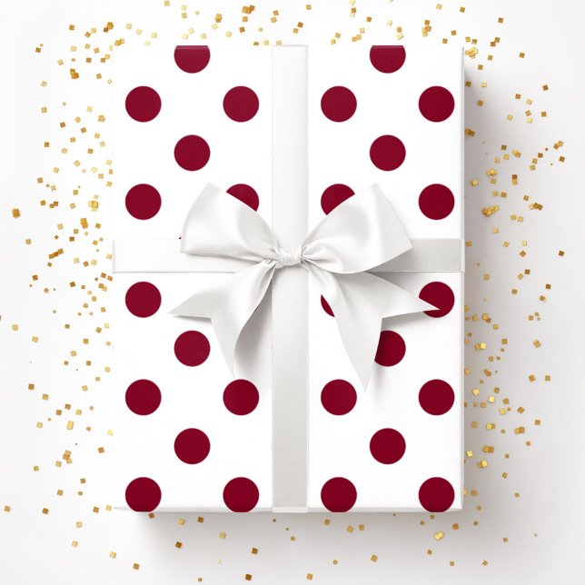 Burgundy Red Polka Dots Pattern Wrapping Paper (Burgundy Red Polka Dots Pattern Wrapping Paper)