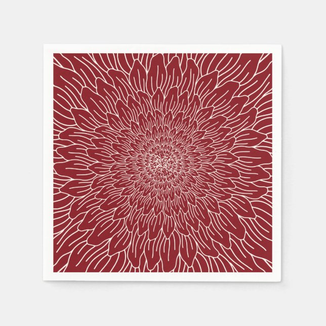 Burgundy red repeat flower floral botanical napkin (Front)