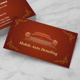 Burgundy Red Retro Auto Detailing business card