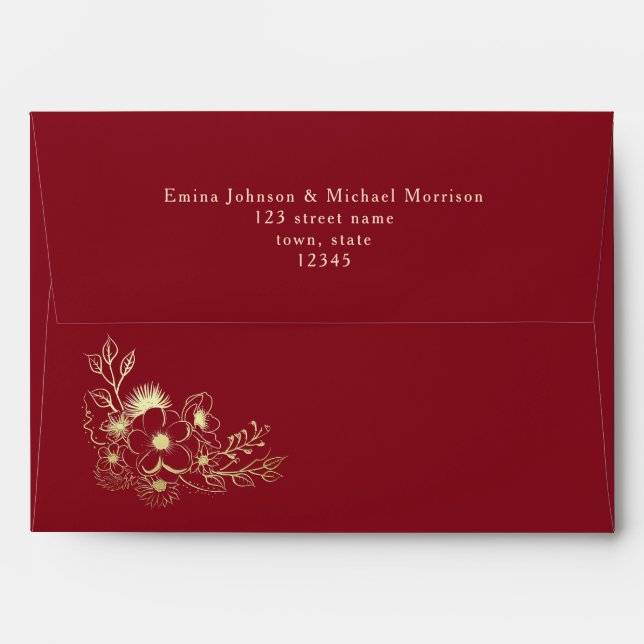 Burgundy Red Return Address Envelope (Back (Top Flap))