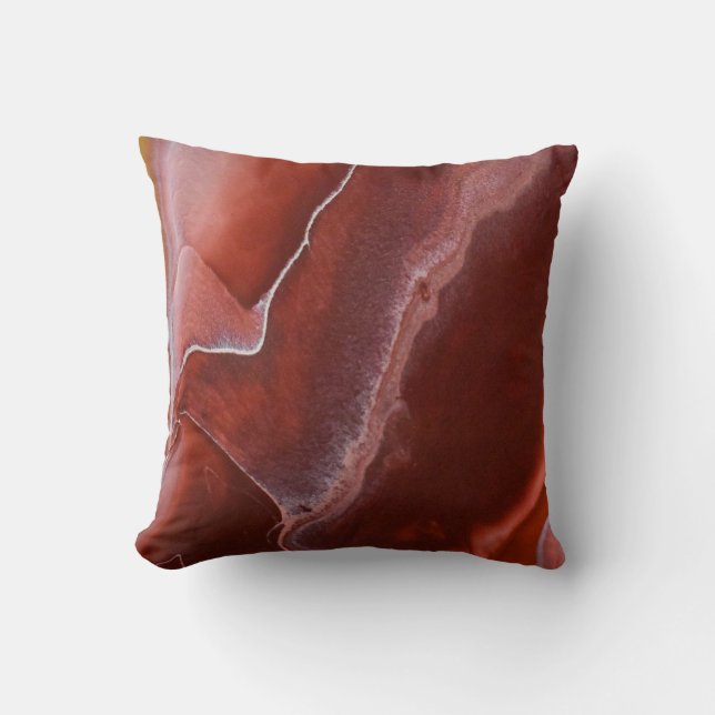 Burgundy Red Rock Marble Stone Abstract Maroon Cushion (Front)